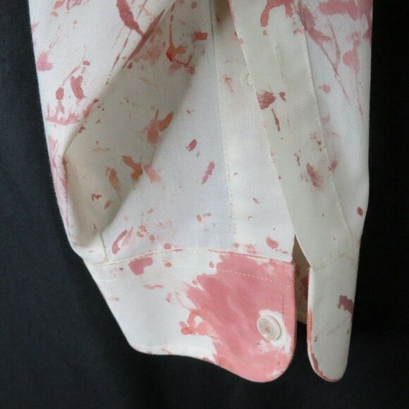 Stafford Pink Splatter Shirt Mens L 16 1/2 35 Cotton Blend LS Wrinkle Free Drip - Picture 6 of 12